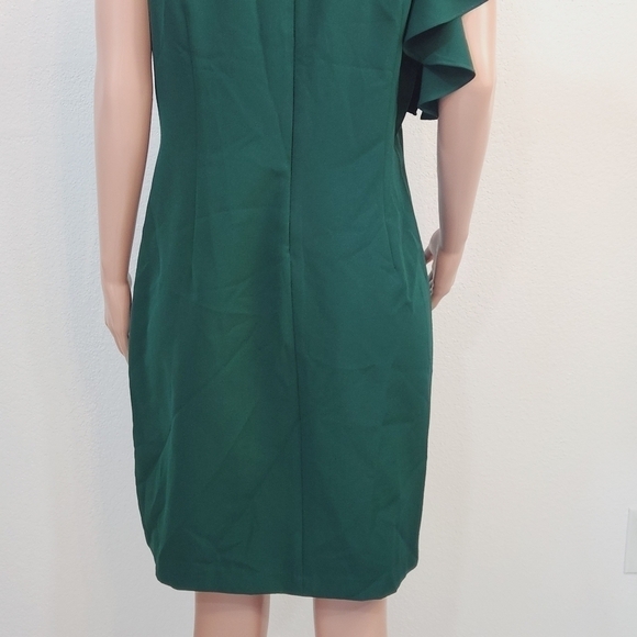 Julia Jordan Hunter Green Feather Sleeve Size 16 Dress - Picture 6 of 10